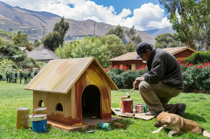 como pintar una casa de madera para perro