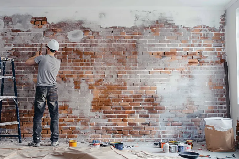 como pintar una pared con diseno de ladrillos